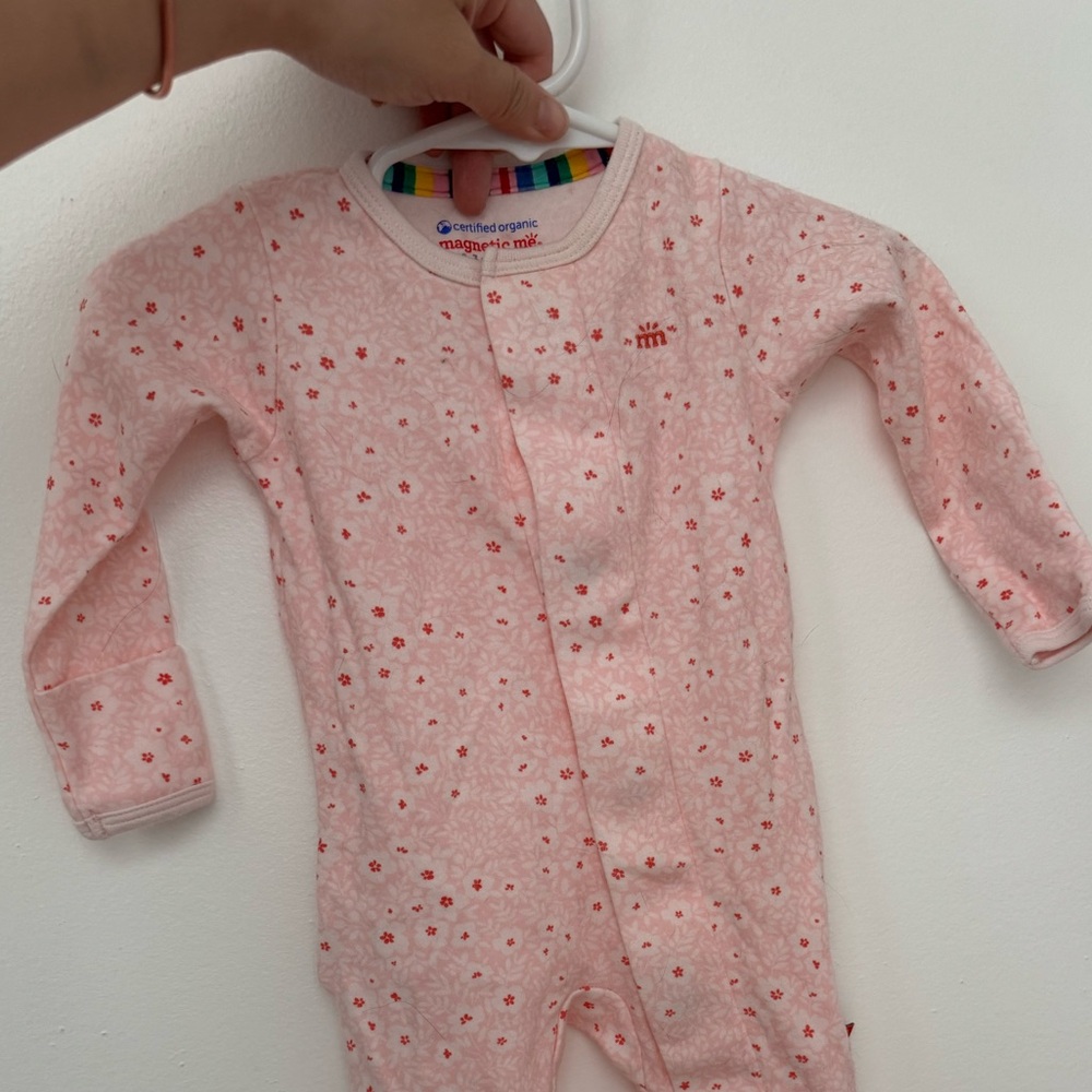 Magnetic Me Pink Floral Baby Onesie (0-3m)